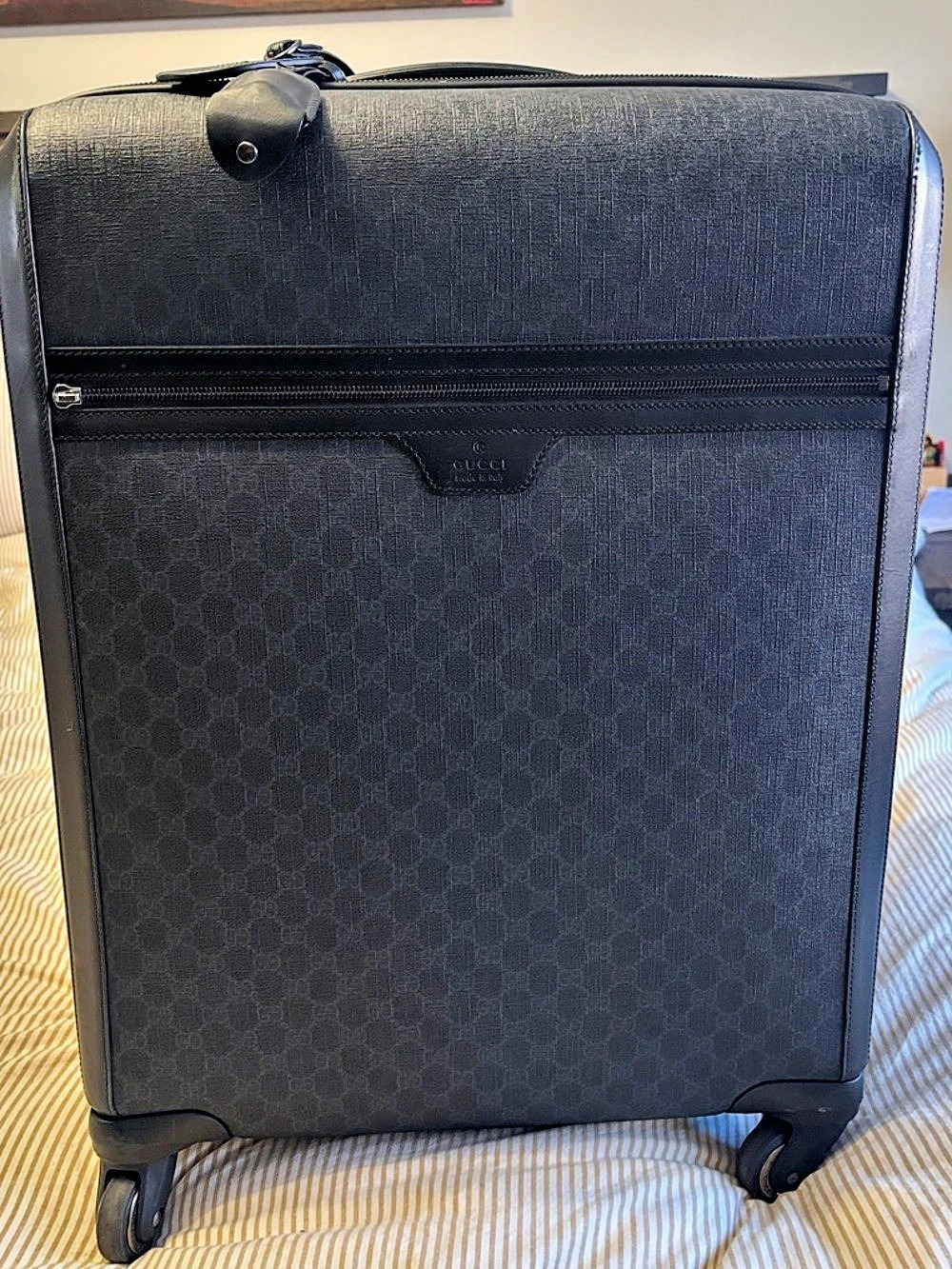 Gucci Black Geometric Rolling Suitcase